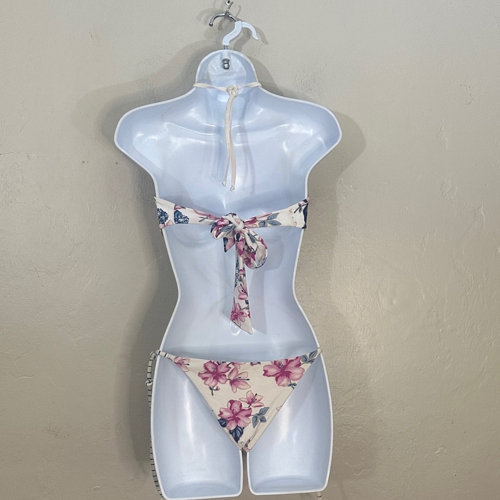 Frankie's Bikinis White and Pink Floral Bikini - Picture 2 of 4